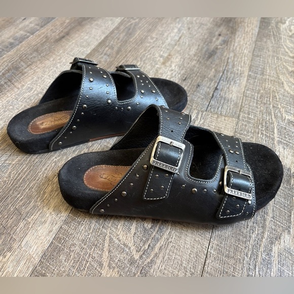 Freebird Black Leather Slide Sandals - Picture 1 of 5
